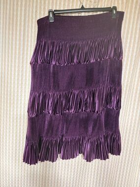 Midi Tiered Pleated Skirt in Deep Purple